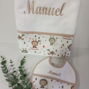 Toalla infantil personalizada animalitos invierno