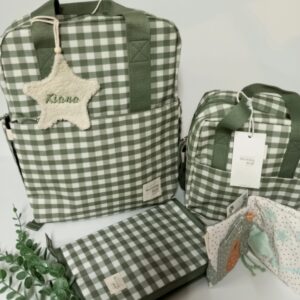 Mochila y bolso Walking Mum cuadros vichy verde personalizados
